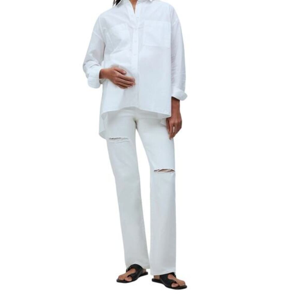 Madewell The Maternity Over-the-Belly '90s Straight Jean Tile White size 27 NWT